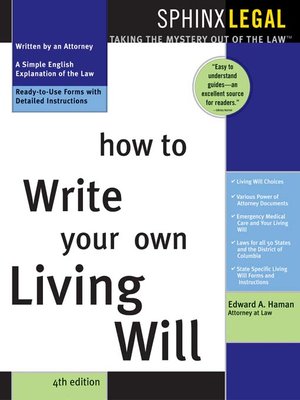 cover image of How to Write Your Own Living Will, 4E
